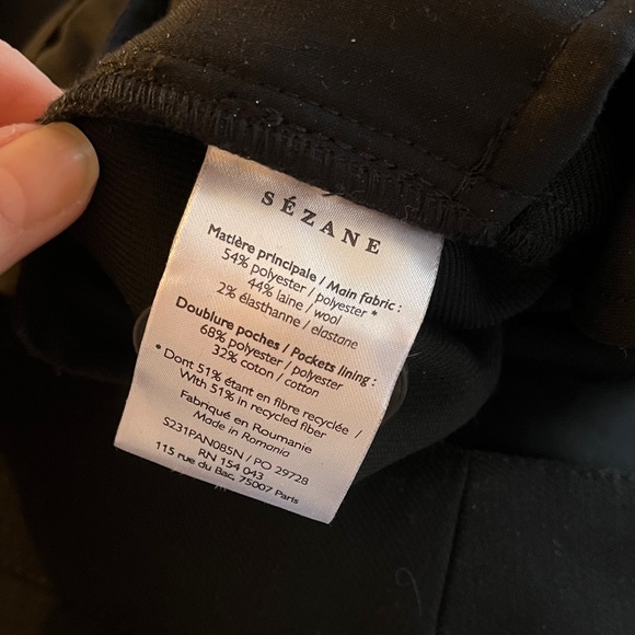 SEZANE Damon Pants Black Cropped Cuffed Trousers Size 40 US Size 8 Minimalist - Picture 6 of 7